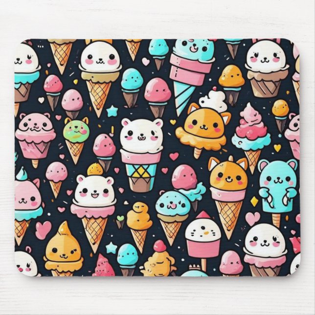 Cute colourful ice cream cones  mouse mat (Front)