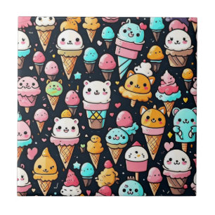Cute colourful ice cream cones tile