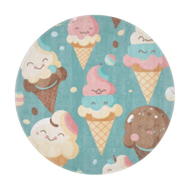 Cute colourful ice cream  cutting board (Front)