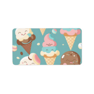 Cute colourful ice cream label