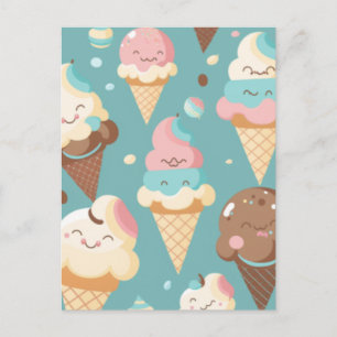 Cute colourful ice cream  postcard