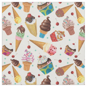 Cute Colourful Ice Cream Print Fabric