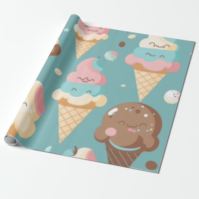 Cute colourful ice cream  wrapping paper (Unrolled)