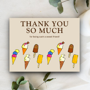 Cute Colourful Ice Creams Beige Thank You Postcard