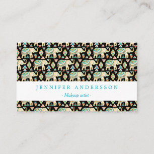 Cute colourful indian elephants pattern business card