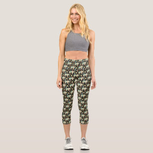 Cute colourful indian elephants pattern capri leggings