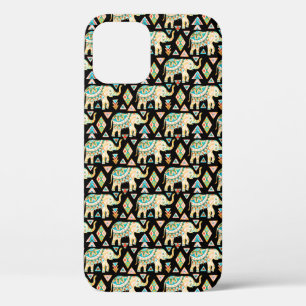 Cute colourful indian elephants pattern iPhone 12 pro case
