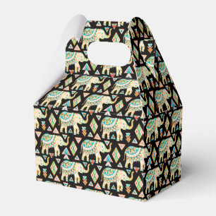 Cute colourful indian elephants pattern favour box
