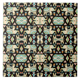 Cute colourful indian elephants pattern tile
