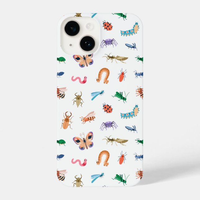 Cute Colourful Insect Pattern iPhone Case (Back)