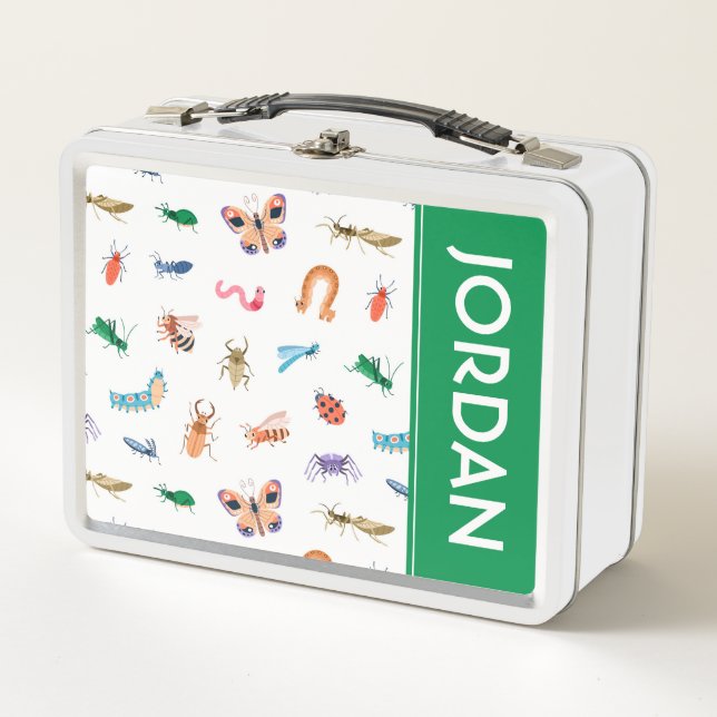 Cute Colourful Insect Pattern Metal Lunch Box (Front)