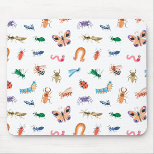 Cute Colourful Insect Pattern Mouse Mat
