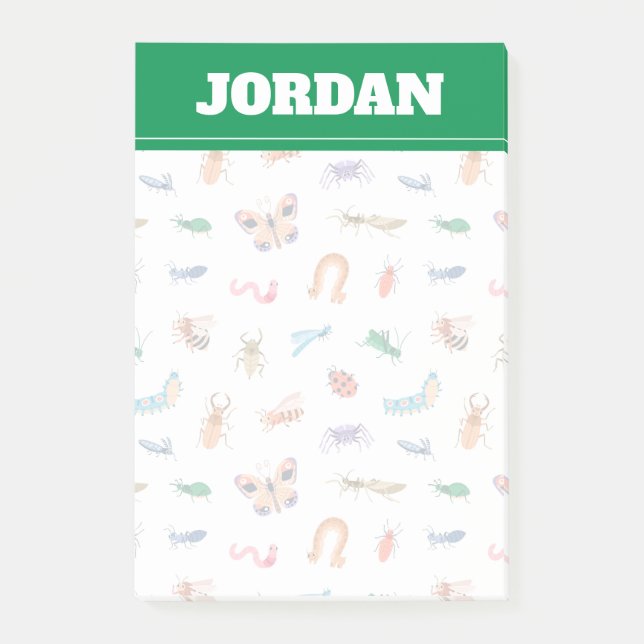Cute Colourful Insect Pattern Post-it Notes (Front)