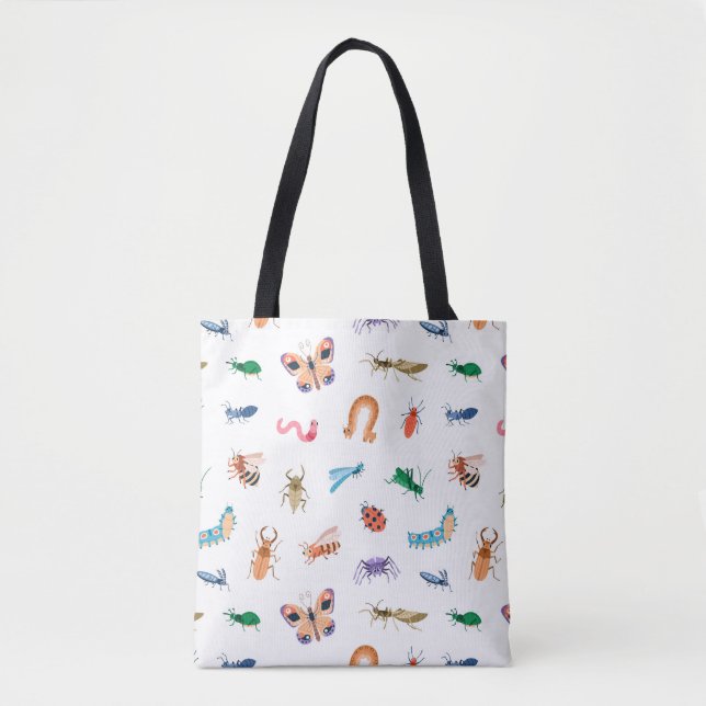 Cute Colourful Insect Pattern Tote Bag (Front)