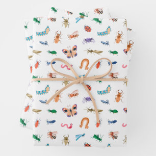 Cute Colourful Insect Pattern Wrapping Paper Sheet
