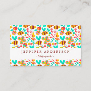 Cute colourful insects patterns business card