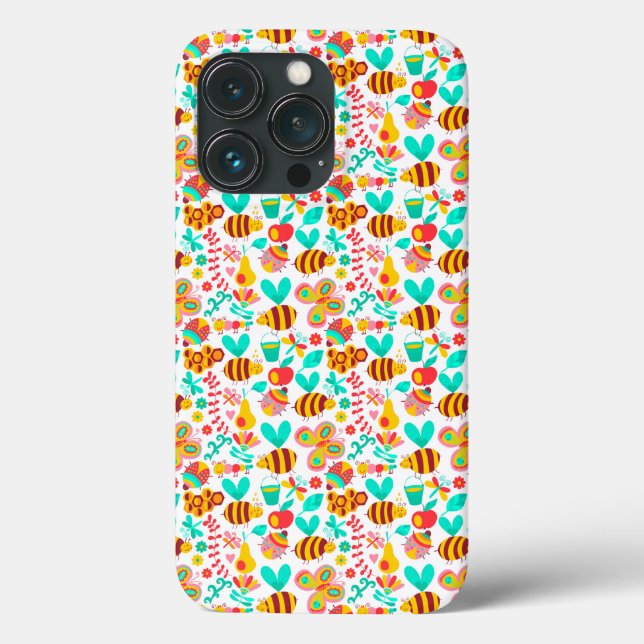 Cute colourful insects patterns Case-Mate iPhone case (Back)