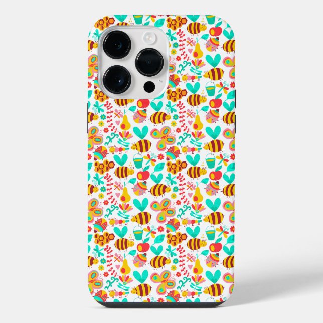 Cute colourful insects patterns iPhone case (Back)