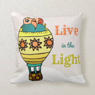 Cute Colourful Inspirational Sunbathing Bird Kids Cushion