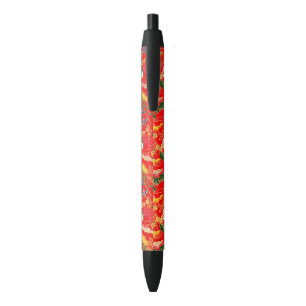 Cute colourful japanese floral patterns black ink pen