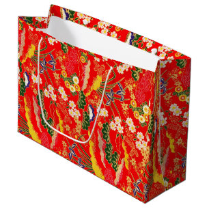 Cute colourful japanese floral patterns large gift bag
