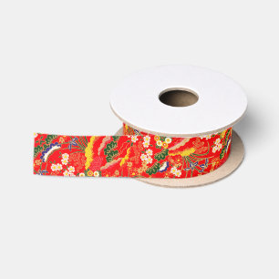 Cute colourful japanese floral patterns satin ribbon