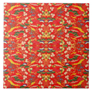Cute colourful japanese floral patterns tile