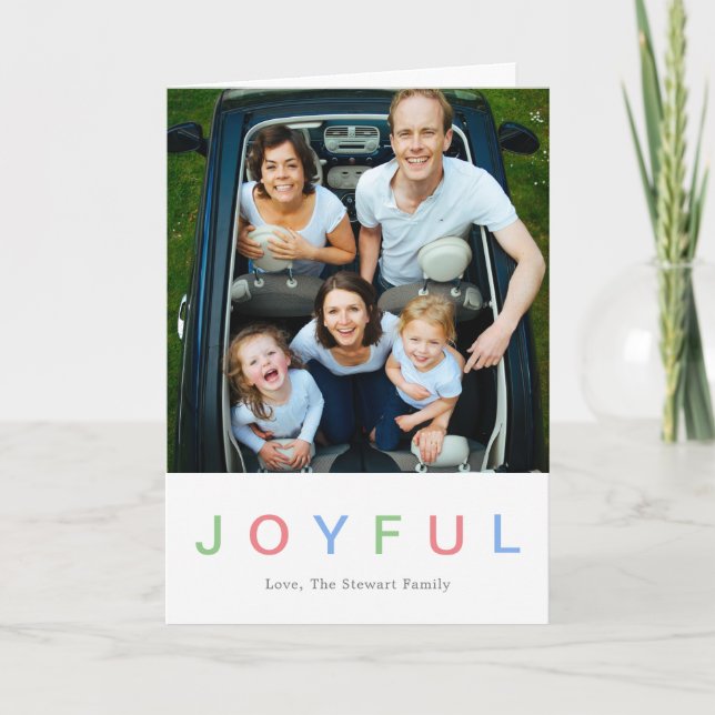 Cute Colourful Joyful Photo Modern Holiday Card (Front)