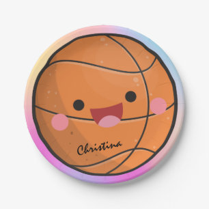 Cute Colourful Kawaii Basketball Ball Player's Nam Paper Plate