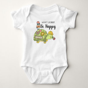 Cute Colourful Kawaii Tortoise Cartoon Be Happy Baby Bodysuit