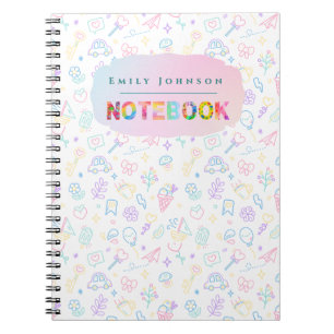 Cute Colourful Kid’s Name Bright Rainbow Colours Notebook