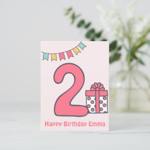 Cute Colourful Kids' 2nd Birthday Postcard