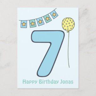 Cute Colourful Kids' 7th Birthday Postcard