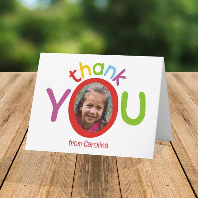 Cute Colourful Kids Photo Thank You Card (Creator Uploaded)
