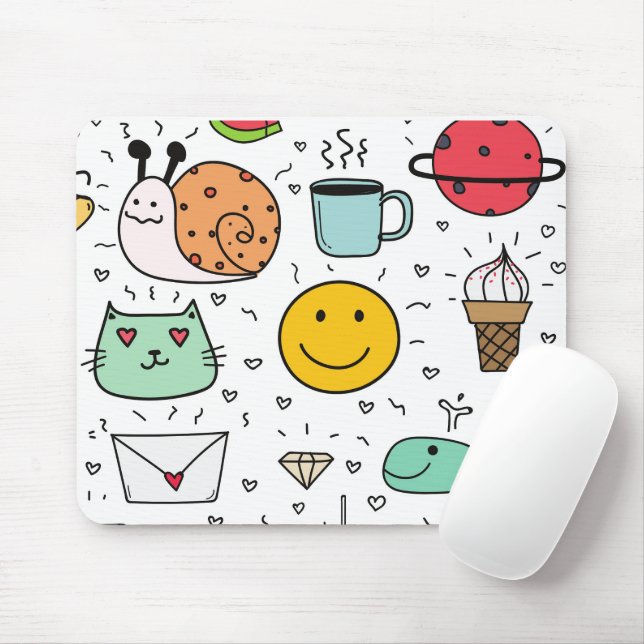 Cute Colourful Kids Toys Doodle  Mouse Mat (With Mouse)