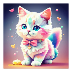 Cute Colourful Kitten Photo Print