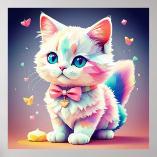 Cute Colourful Kitten Poster