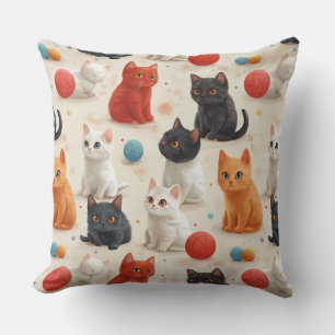 Cute colourful kittens children's pattern  cushion