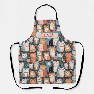 Cute Colourful Kittens Pattern Apron