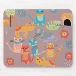 Cute Colourful Kitty Cats Gifts for Cat Lovers Pin Mouse Mat