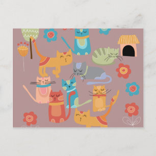 Cute Colourful Kitty Cats Gifts for Cat Lovers Pin Postcard
