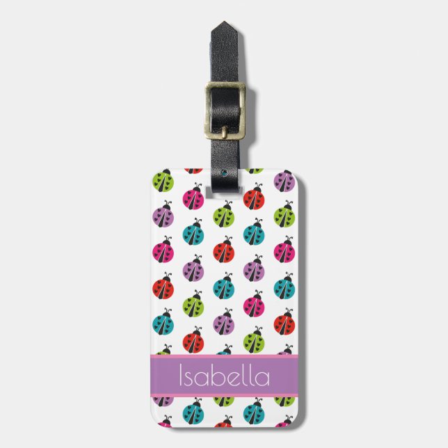 Cute Colourful Ladybug Pattern Luggage Tag (Front Vertical)