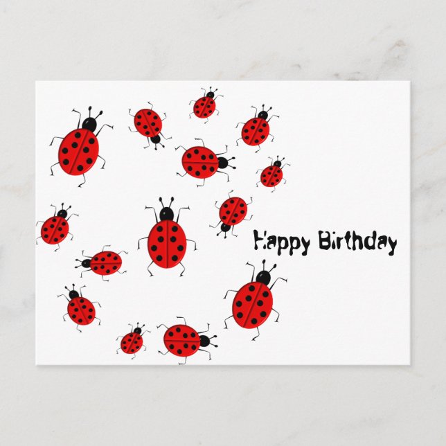Cute colourful ladybugs clip art postcard (Front)
