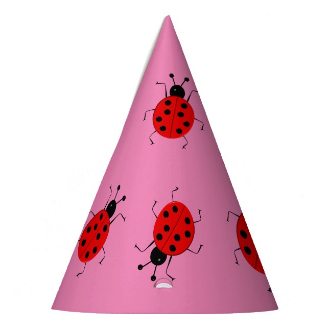 Cute colourful ladybugs ,lucky charm personalised party hat (Left)