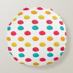 Cute Colourful Lazy Cats Sleep Watercolor Paint Round Cushion