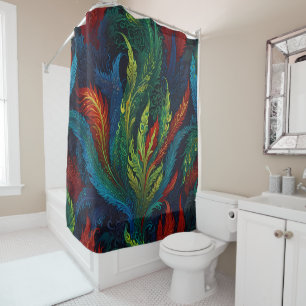 Cute colourful leaves of reds and blues shower curtain