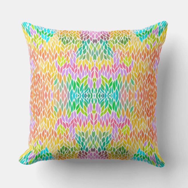 Cute colourful leaves pattern cushion (Front)