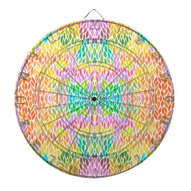 Cute colourful leaves pattern dartboard (Front)