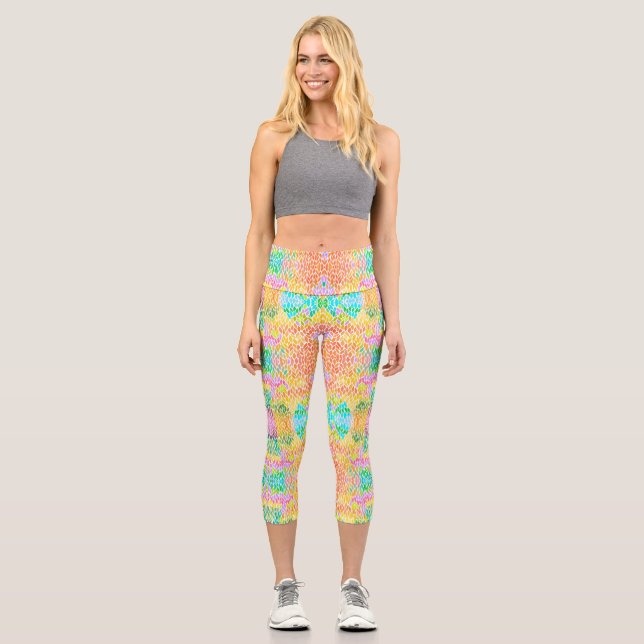 Cute colourful leaves pattern golf head cover capri leggings (Front)