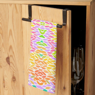 Cute colourful leaves pattern tea towel